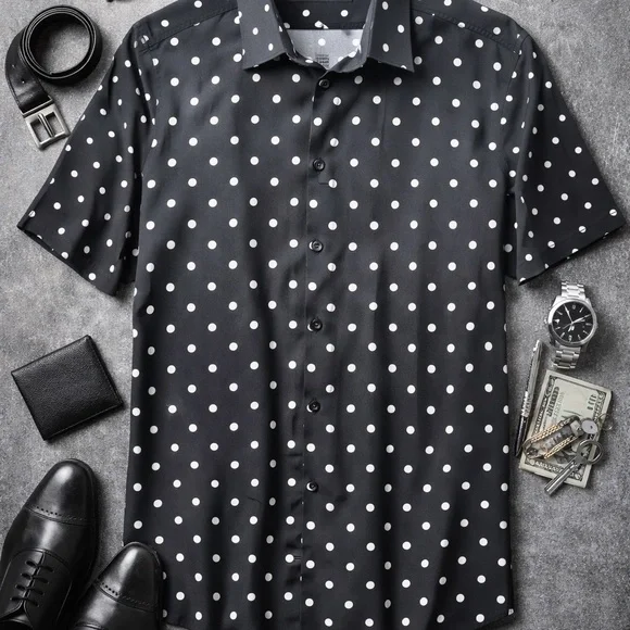 Polka Dot Shirt XXL | Rockabilly Retro Vibe - Stretch - Size 2XL - J. Ferrar - Picture 2 of 6